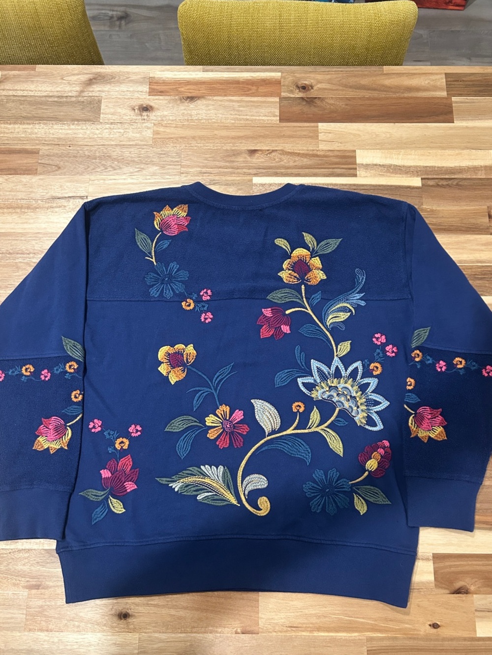 Johnny Was Blue Floral Embroidered Sweatshirt - Picture 12 of 12